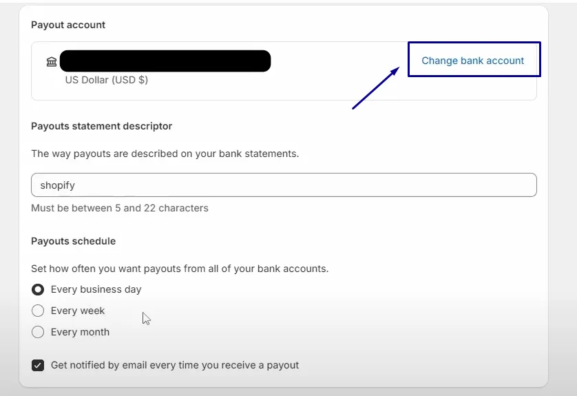 Edit Bank Account Information For Shopify Payments Payouts 3